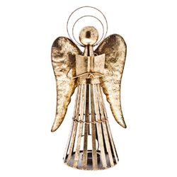 Anděl Patin svícen, zlatý, 23x15x40 cm, kov 
