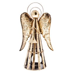 Anděl Patin svícen, zlatý, 19x12x35 cm, kov 