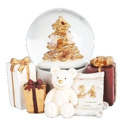 Sněžítko Roselo stromek s dárky a méďou, 11x9x9 cm 