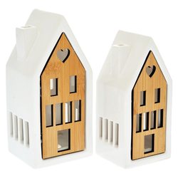 Domek Woce moderní, 7x7x16 cm,  keramika a dřevo 