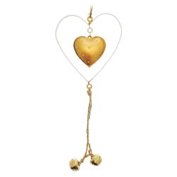 Závěs Mital srdce zlaté v bílém, 27x8x1 cm, kov 