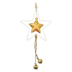 Závěs Mital hvězda zlatá v bílé, 28x9x1 cm, kov 