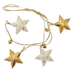 Závěs Mital 4x hvězda zlatá a bílá, 40x5x1 cm, kov 