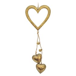 Závěs Mital srdce zlaté se srdci, 35x10x0 cm, kov 