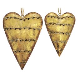 Závěs Mital srdce s vlnkami zlaté, 11x8x2 cm, kov 