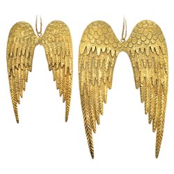 Závěs Mital křídla s vlnkami zlatá, 15x9x0 cm, kov 