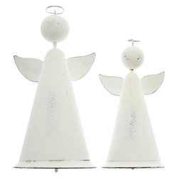 Zvonek Mital anděl jednoduchý bílý, 13x7x6 cm, kov 