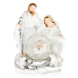 Sněžítko Ježíšek s Marií a Josefem, bílé, 12x16 cm 