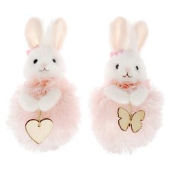 Zajíček plyš kulička se srdcem, 12cm, růžový 