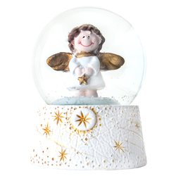 Sněžítko anděl bílo-zlatý, 7x7x9 cm