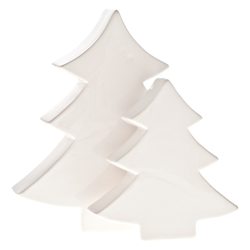 Keramický placatý stromek, bílý, malý, 18 cm 