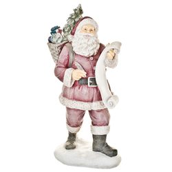 Santa se seznamem a dárky, červená a zelená 