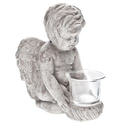 Anděl svícen na čaj. sv., 12x16x19 cm, beton