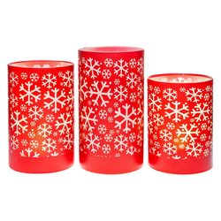 Svítící LED lampa červená vločky, velký, 16 cm 
