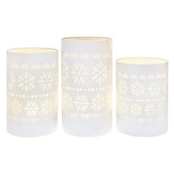 Svítící LED lampa bílá vločky, střední, 14 cm 