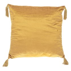 Polštář Semi zlatý s třásněmi v rozích, 45x45 cm, 