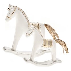 Bílý houpací kůň se zlatým sedlem, malý, 13x3 cm, 
