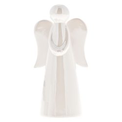 Keramický Anděl jednoduchý, perleťově bílý, 15,5 c 