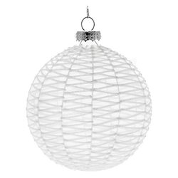 Ozdoba koule čirá s bílou mřížkou, malá, 8cm