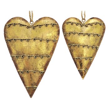 Závěs Mital srdce s vlnkami zlaté, 15x10x2 cm, kov