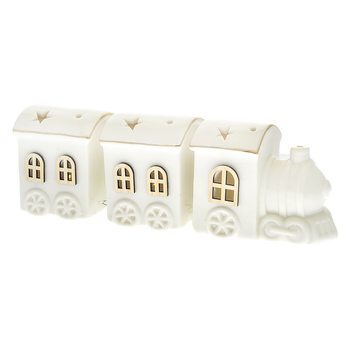 Vláček Onyx bílý, LED svítící, 24x7x8 cm, porcelán