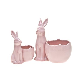 Květináč se zajíčkem růžový, 17x12x19 cm, keramika 