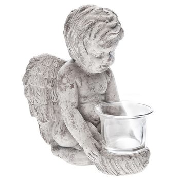Anděl svícen na čaj. sv., 12x16x19 cm, beton 