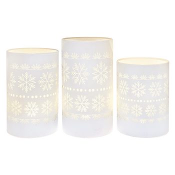 Svítící LED lampa bílá vločky, střední, 14 cm